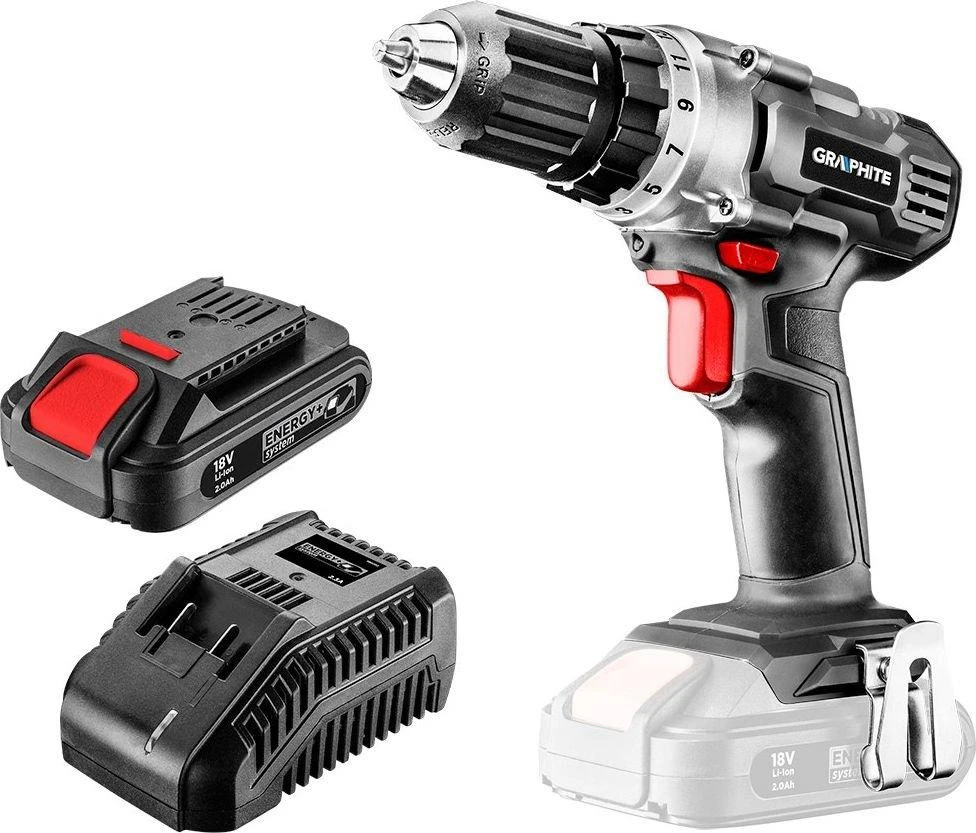 Suktuvas-gręžtuvas Graphite 58G000-SET1; 18 V; 1x2,0 Ah akum.