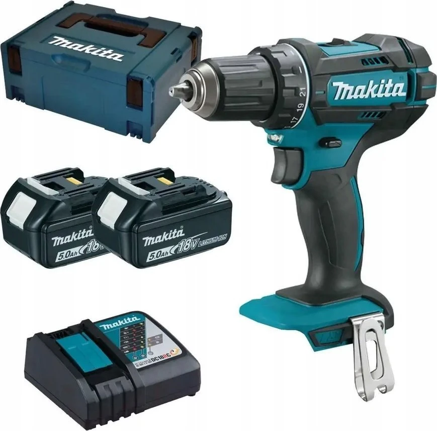 Makita DDF482RTJ Akumuliatorinis gręžtuvas, 18 V, 2x 5,0 Ah Li-ion, 62/36 Nm, 1,7kg, LED, MAKPACK