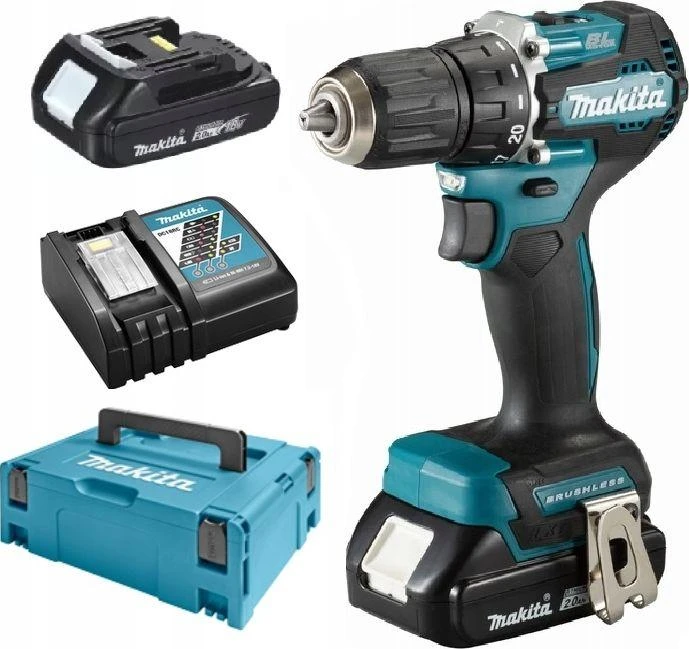 Makita DDF487RAJ Akumuliatorinis gręžtuvas 18V, 2x 2,0 Ah Li-ion, 40/23NM, BL-motor, MAKPACK