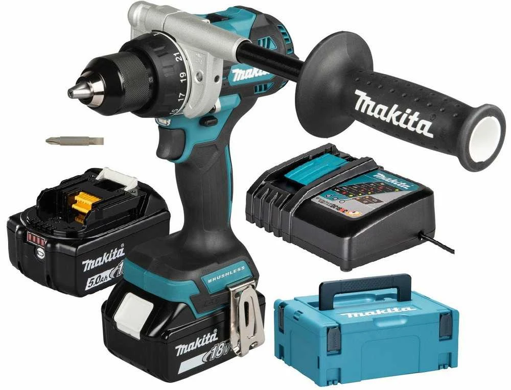 Makita DDF492RTJ Akumuliatorinis gręžtuvas 18V, BL-motor, Max 141 Nm, 130/65Nm, 2x5,0Ah, DC18RC, MAKPACK