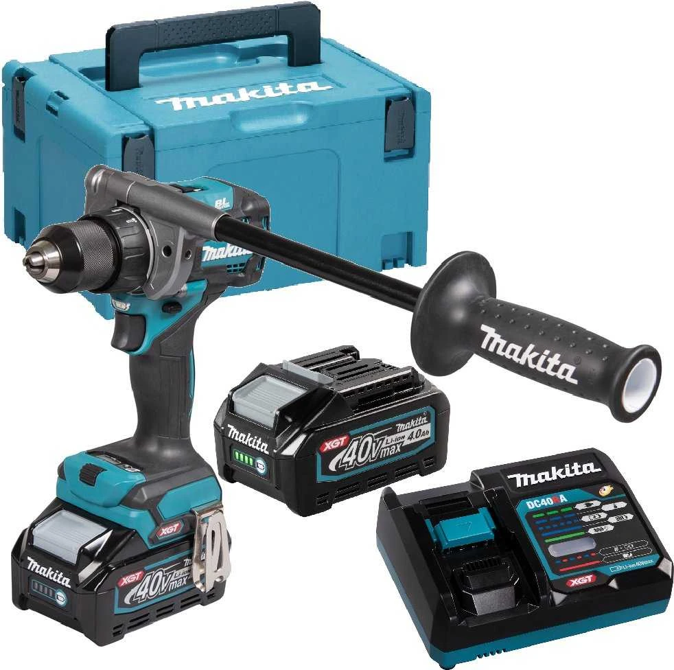 Makita DF001GM201 Akumuliatorinis gręžtuvas-suktuvas XGT, 140/68Nm, bešepetėlinis variklis, 13mm metalinis griebtuvas, 2X4,0Ah, greitasis kroviklis; MAKPAC lagaminas