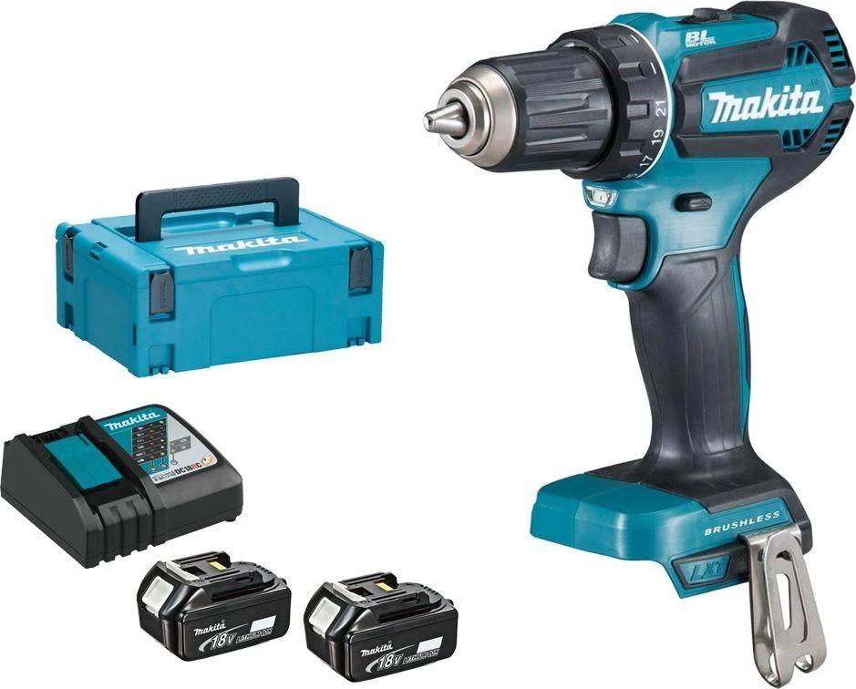 Makita DDF485RFJ gręžtuvas su priedų komplektu