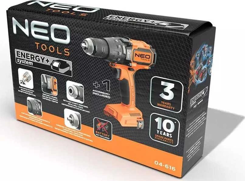 Neo Tools Wiertarko Wkretarka Bešepetis gręžtuvas-suktuvas su 100 Nm smūginiu sukimo momentu „Energy+ 18V“, be akumuliatoriaus