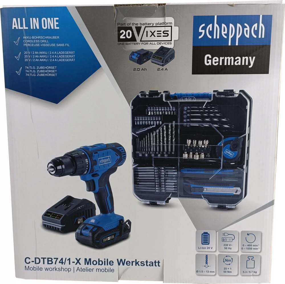Mobilus meistro rinkinys C-DTB74/1-X, 74 priedai, Scheppach