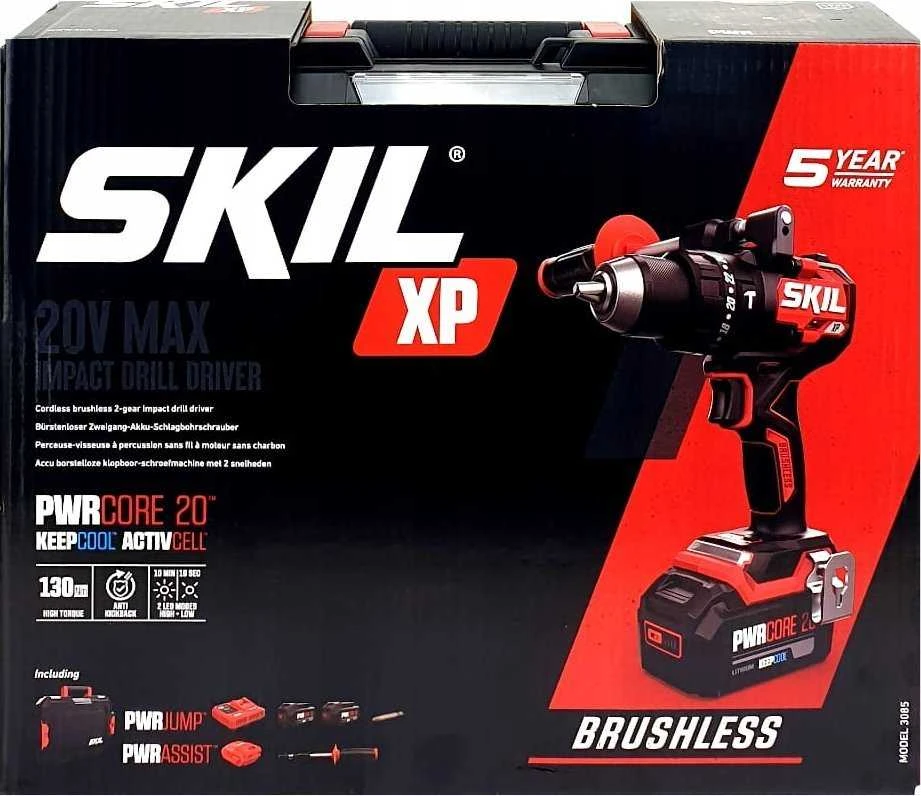 Smūginis suktuvas-gręžtuvas Skil 3085XP; 20 V; 2x4,0 Ah akum.