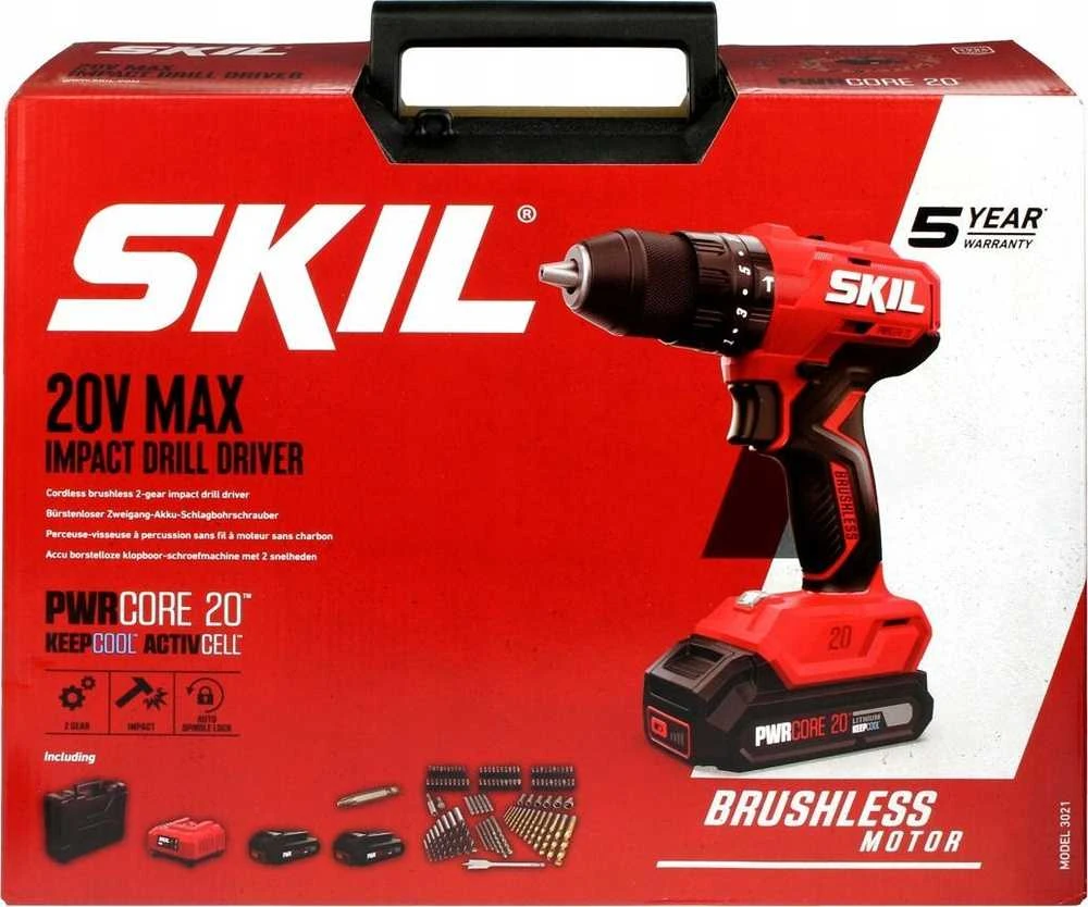Skil 3021HC 20V smūginio gręžtuvo pakuotė