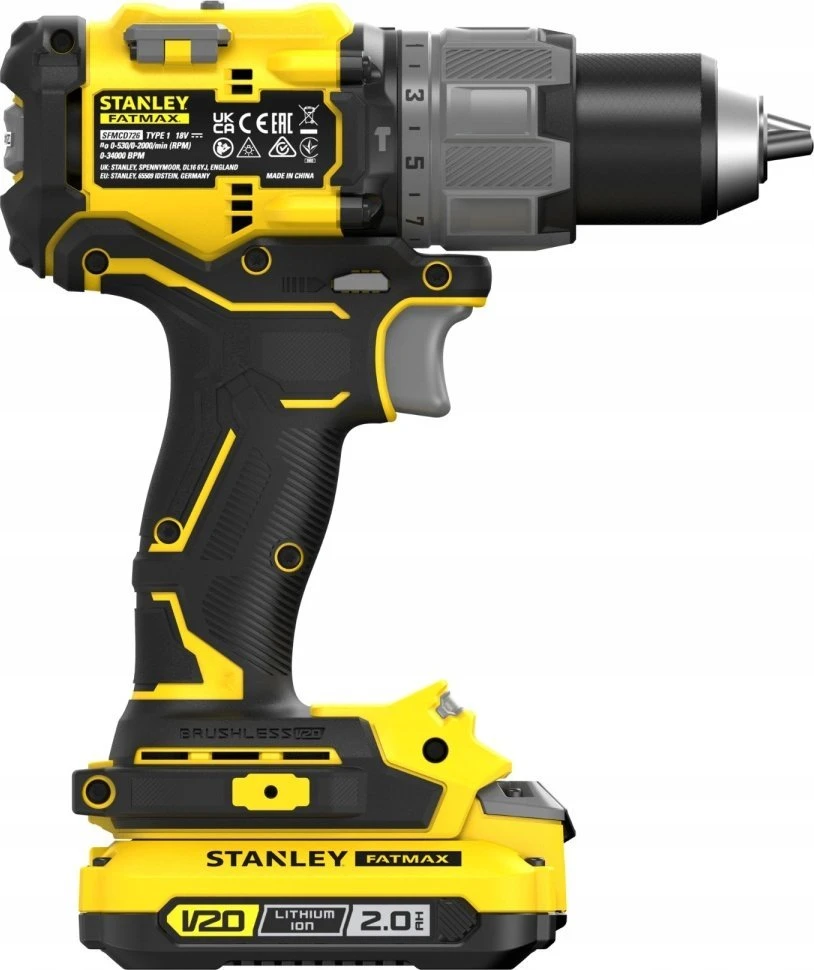 Smūginis suktuvas-gręžtuvas Stanley Fatmax SFMCD726D2K-QW; 18 V; 2x2,0 Ah akum.