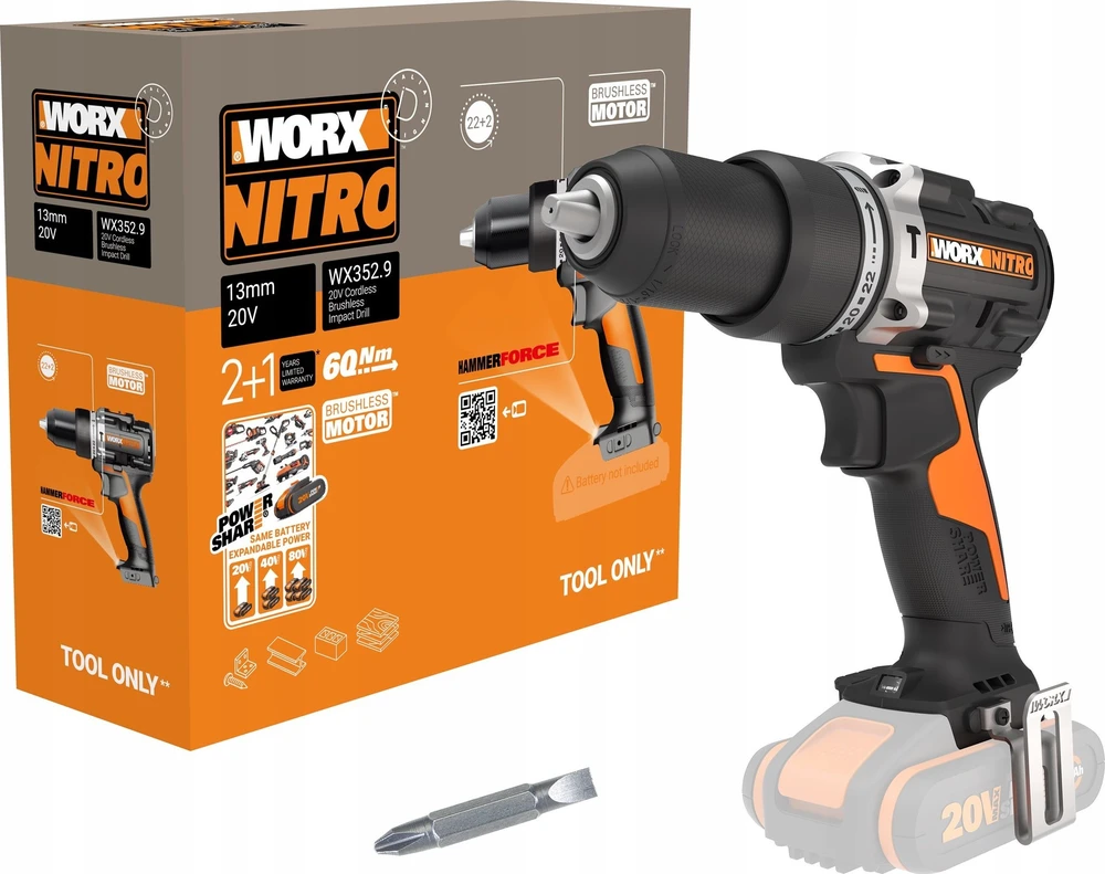 Suktuvas - gręžtuvas Worx WX352.9 20 V