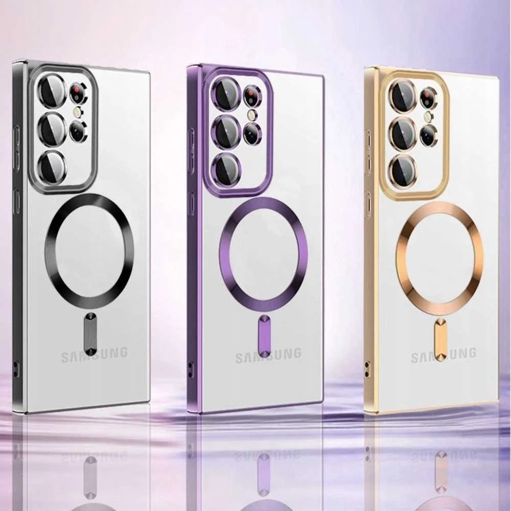 Dėklas Wozinsky Electroplated Magsafe Samsung Galaxy S24 FE – dėklas telefonui sidabro spalvos