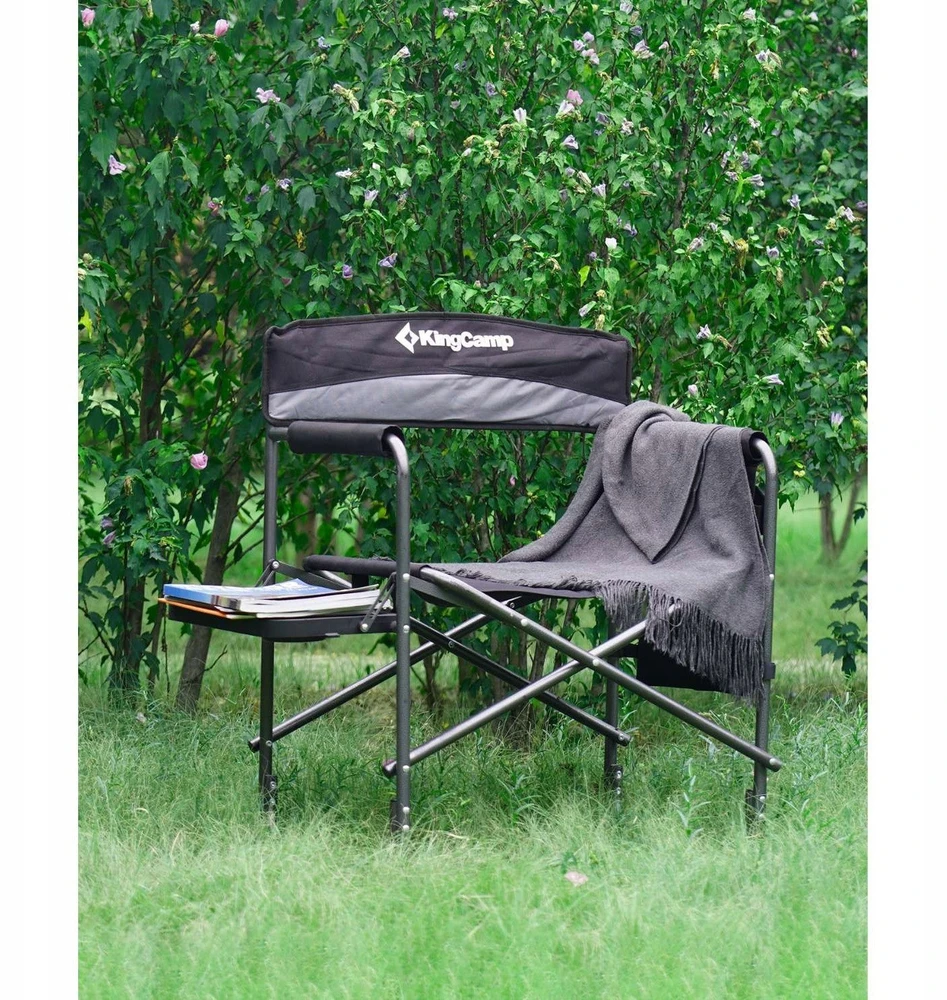 KingCamp Kėdė paplūdimio stovyklavimui žvejybai turistinė sulankstoma KING CAMP juoda pilka