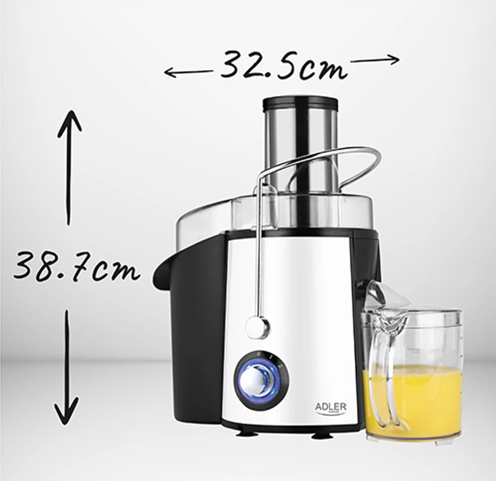 Sulčiaspaudė Adler | Juicer | AD 4128 | Type Juicer maker | Matt Juodas/Baltas | 1000 W | Greičių skaičius 2