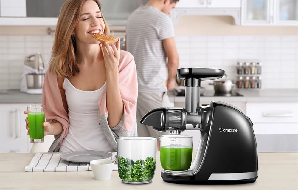 AMZCHEF 1501-BK-SM lėtai veikianti sulčiaspaudė (juoda)