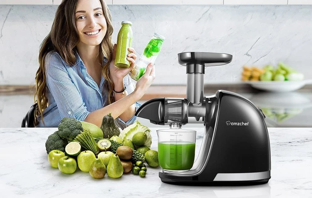 AMZCHEF 1501-BK-SM lėtai veikianti sulčiaspaudė (juoda)