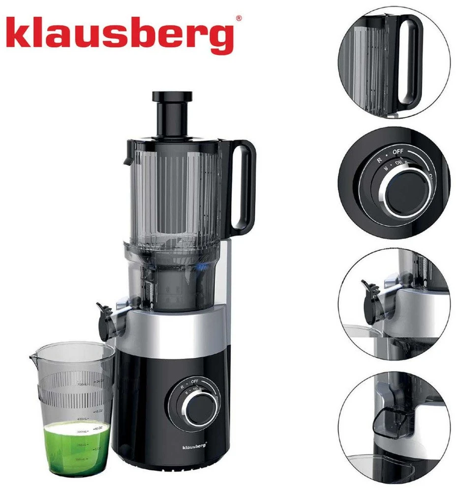 Sulčiaspaudė Lėtaeigė sulčiaspaudė vaisiams ir daržovėms, vertikali, juoda, 180 W, Klausberg, kb-7871