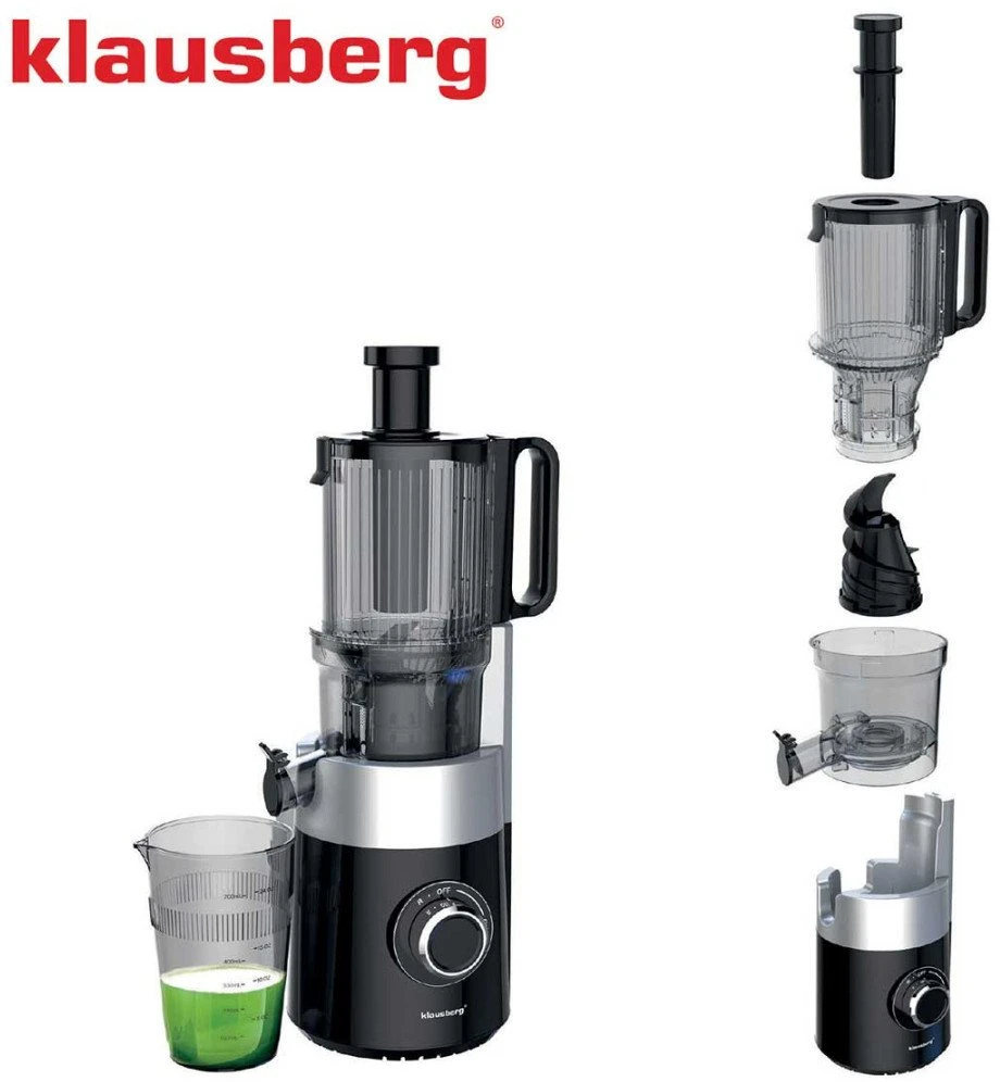 Sulčiaspaudė Lėtaeigė sulčiaspaudė vaisiams ir daržovėms, vertikali, juoda, 180 W, Klausberg, kb-7871
