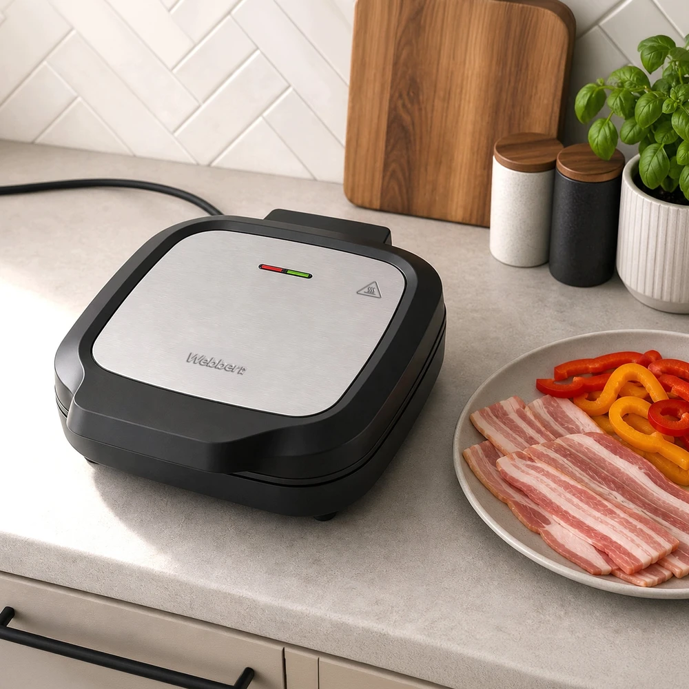 Sumuštinių keptuvas Elektrinis grilis Webber Daugiafunkcis grilis skrudintuvas 1200W Dual Cook 180 keraminis Inox (05MB3)