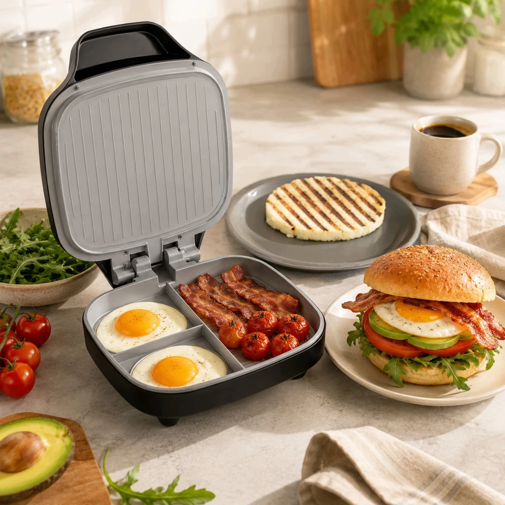 Sumuštinių keptuvas Elektrinis grilis Webber Daugiafunkcis grilis skrudintuvas 1200W Dual Cook 180 keraminis Inox (05MB3)