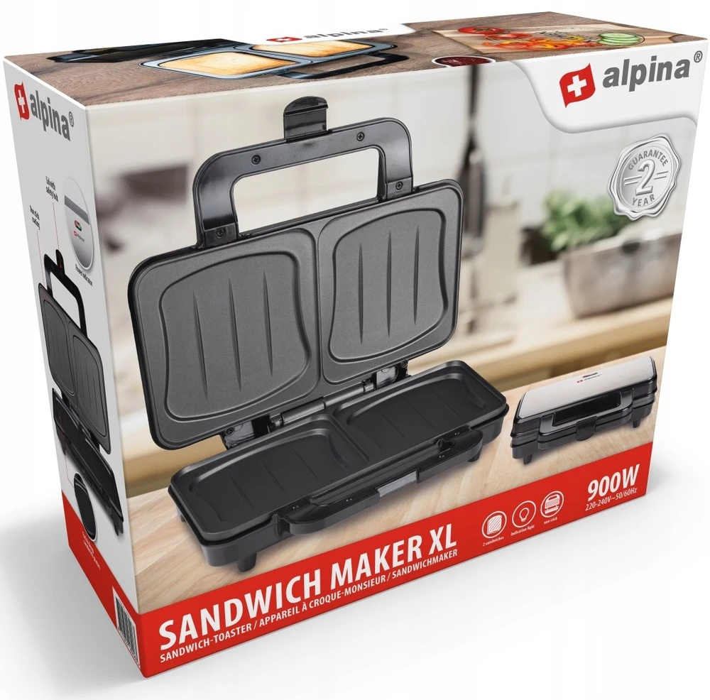 Sumuštinių keptuvas Sumuštinių keptuvė XL ALPINA 900W, juoda