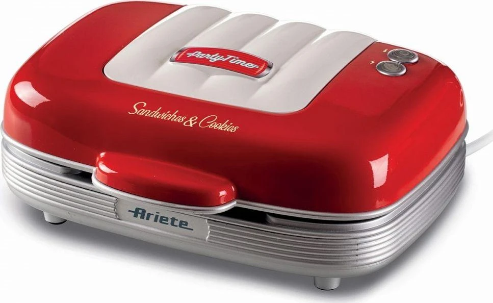 Piastra Elettrica Ariete 1972 Sandwiches & Cookies Party Time - 700W, 3 Piastre Intercambiabili Antiaderenti, Colore Azzurro