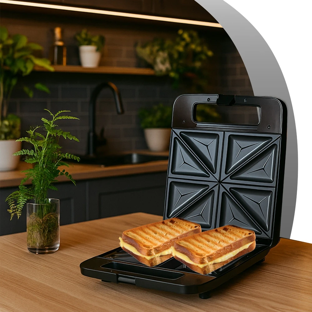 Sumuštinių keptuvas Yermos Keptuvas Sumuštinių skrudintuvas, 1400 W, didelis, XXL, 4 sumuštiniai - OR1334