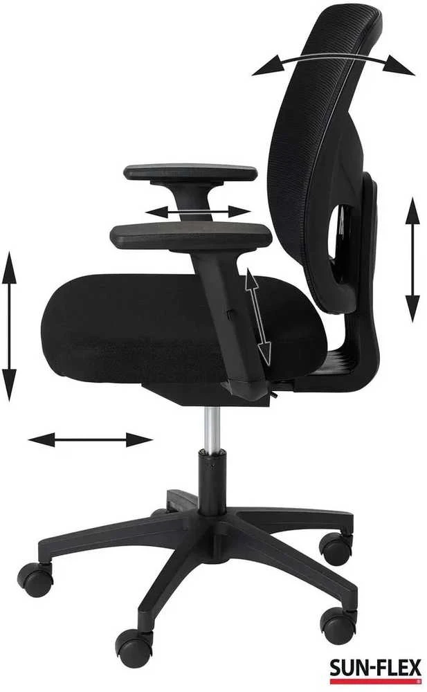 Sunflex Biuro kėdė SUN-FLEX OFFICECHAIR su tinkeliu, juoda