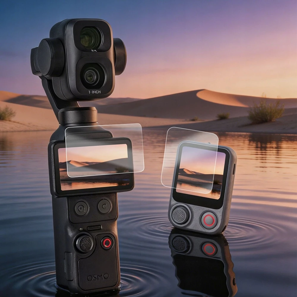 SunnyLife 4x Osłona grūdintas stiklas 9H na ekran i pilot do DJI Osmo Pocket 4P / 4 / 3 / OP4-BHM255-2 (SB12006)