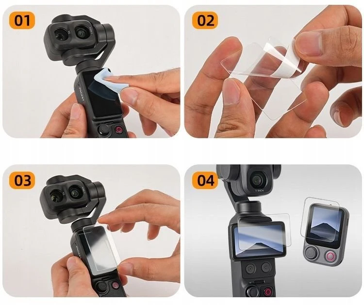 SunnyLife 4x Osłona grūdintas stiklas 9H na ekran i pilot do DJI Osmo Pocket 4P / 4 / 3 / OP4-BHM255-2 (SB12006)