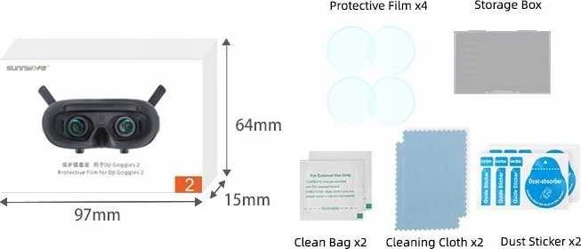 SunnyLife 4x Cover Glass Protection For Akiniai DJ Goggles 2 / At-bhm476-2