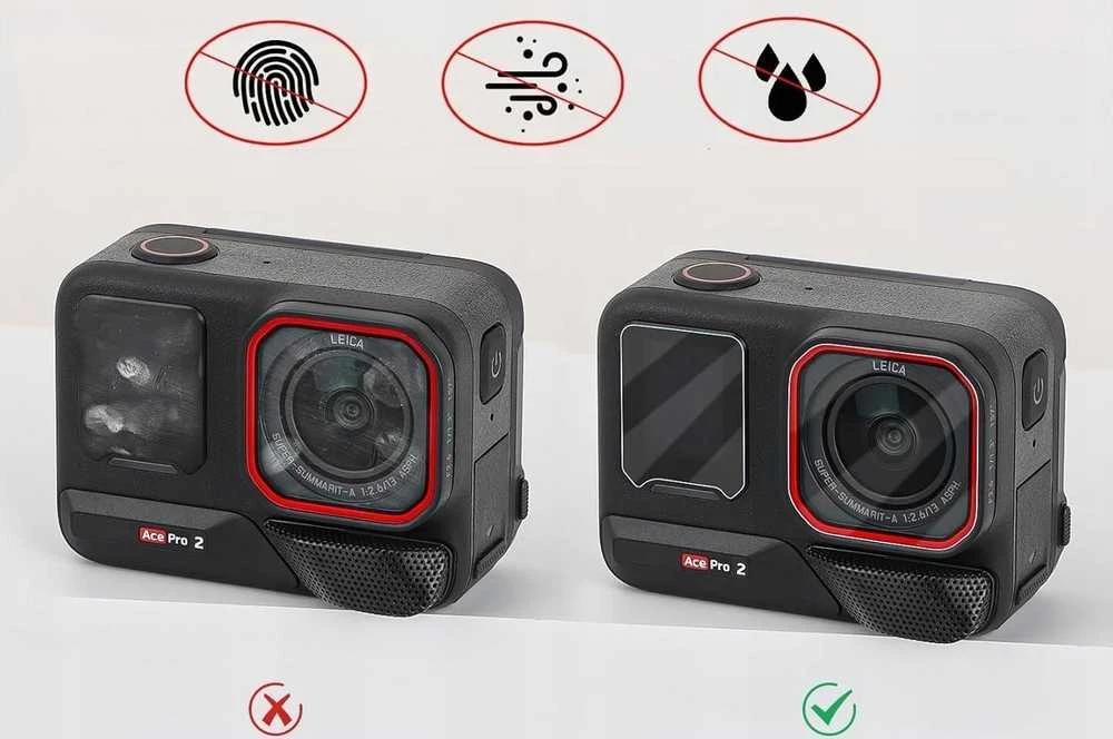 SunnyLife objektyvo dangtelis 6x objektyvo dangtelis + 2x LCD ekranas Kamera Insta360 ACE PRO 2 / BHM917