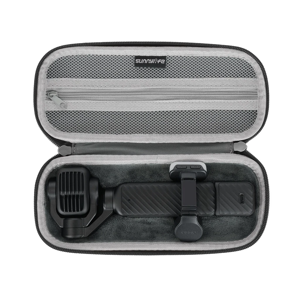 Sunnylife B241 Dėklas kamerai, skirtas DJI Osmo Pocket 4 Pro / 4P, kietas, juodas, su karabinu