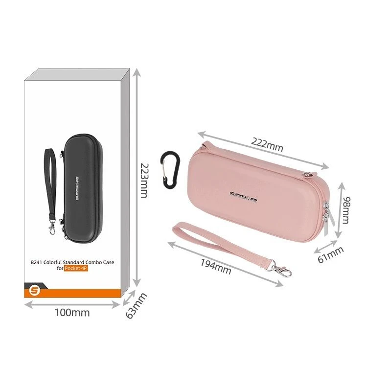 Sunnylife B241 Dėklas kamerai, skirtas DJI Osmo Pocket 4 Pro / 4P, kietas, juodas, su karabinu