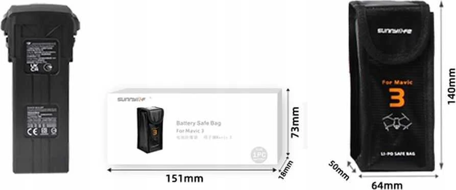 SunnyLife dėklo dėklas Dji Mavic 3 ugniai atsparus / 1 baterijai / M3-dc104-1