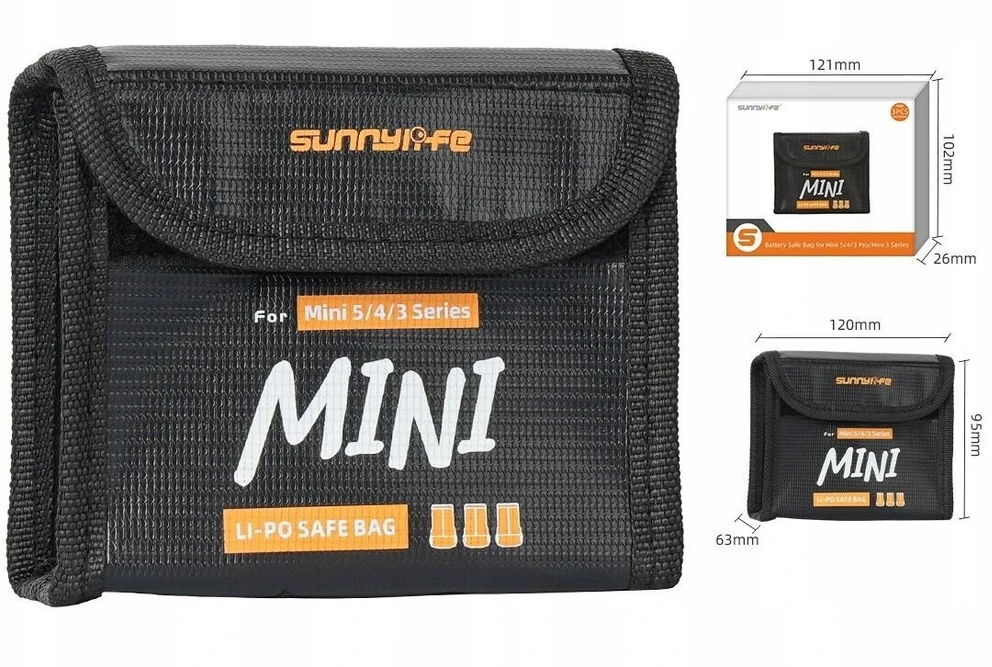 „SunnyLife“ dėklas, atsparus ugniai, 3 baterijos, „DJI Mini 5 4 3 Pro Mini 3“ / N5p-dc085-3