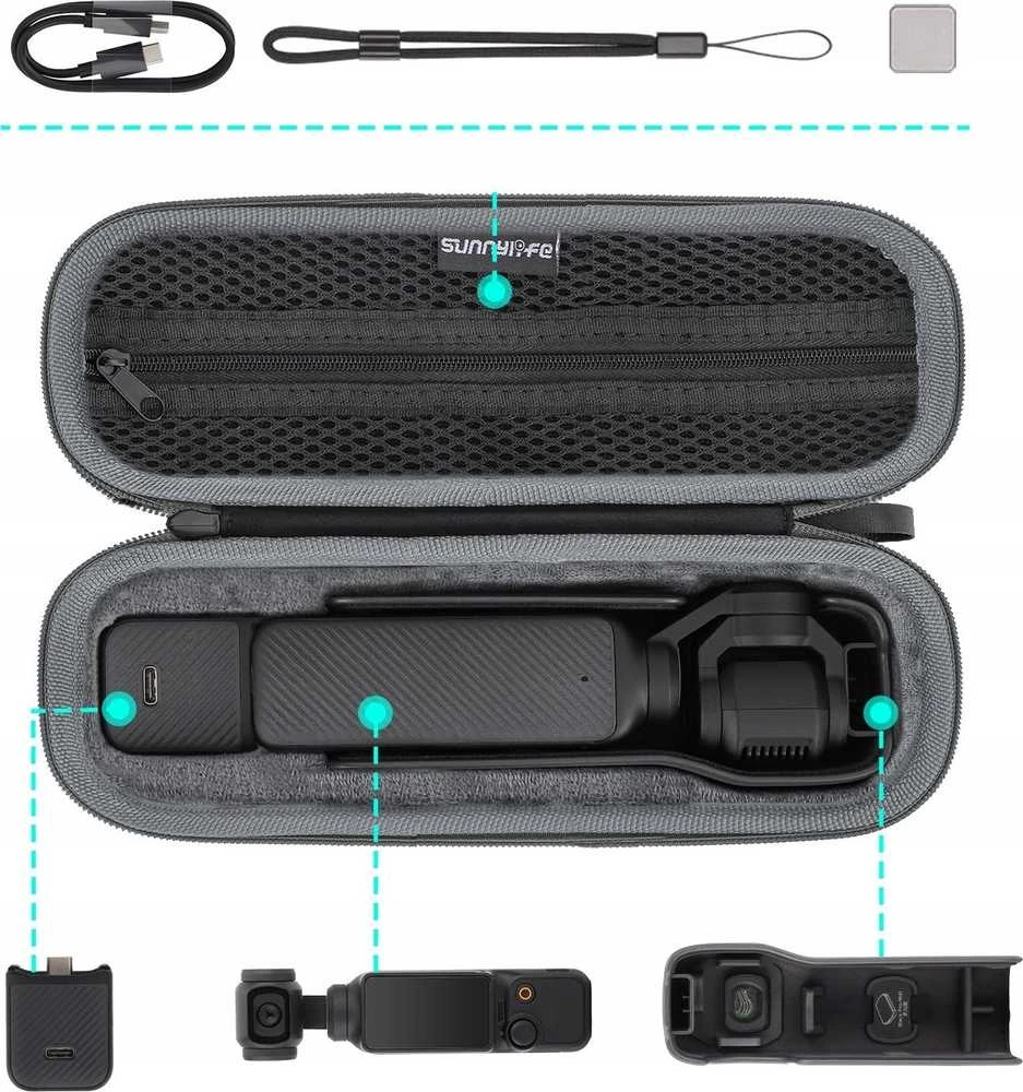 SunnyLife dėklo dėklo dangtelio dangtelio dangtelis lagaminas fotoaparato dėklas, skirtas DJI Osmo Pocket 3 / Op3-b719