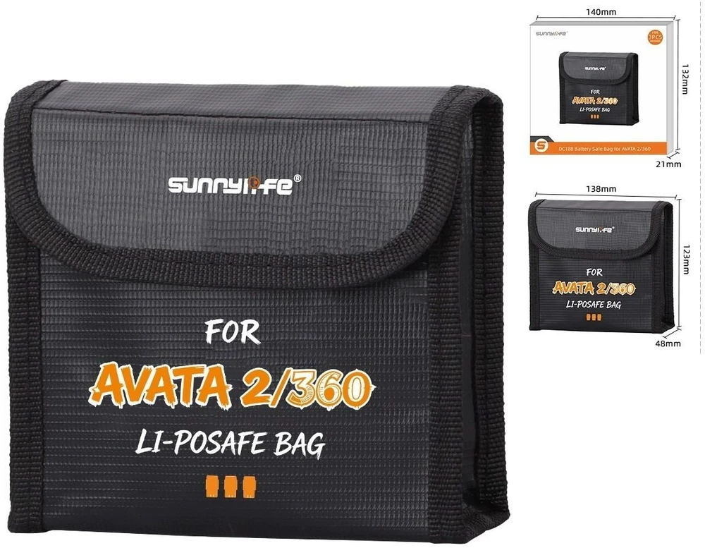 „SunnyLife“ dėklas, futliaras, ugniai atsparus dangtelis 3x akumuliatorius baterija Dji Avata 2 / Avata 360 / At3-dc188-3 (SB11955)