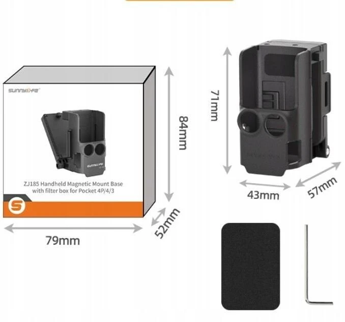 SunnyLife Magnetinis laikiklis, magnetinis tvirtinimas, stovas, apsauga skirtas Dji Osmo Pocket 4p / 4 / 3 / Op4-zj185-d / juodas (SB12300)