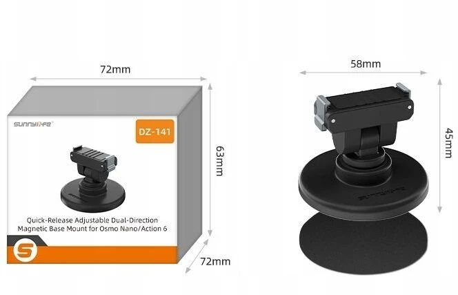 SunnyLife Greitoji jungtis 1/4'''' laikiklis + magnetinis pagrindas, skirtas DJI Osmo Nano / DJI Action 6 / Dz-141-d (SB11334)