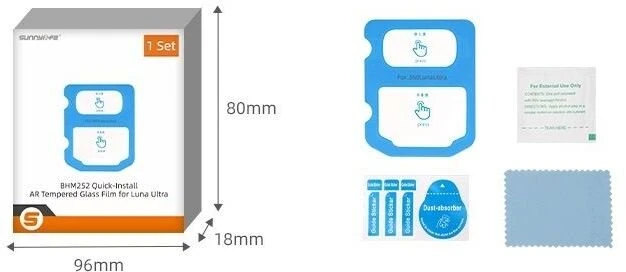 SunnyLife Stiklas Ar Grūdintas 9h Ekranui Objektyvui Insta360 Luna Ultra Rėmelis Quick / Lu-bhm252-1 / Bhm252 (SB12001)