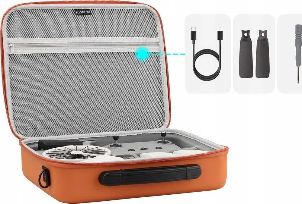 „SunnyLife XL“ kietas dėklas DJI FLIP nuotolinio valdymo pultui ir dronui / FP-B958-C / oranžinis