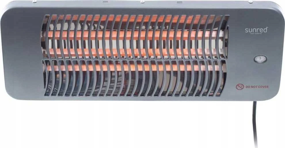 SUNRED® Lugo Quartz pakabinamas infraraudonųjų spindulių terasos šildytuvas LUG-2000W, 2000 W, Pilkas