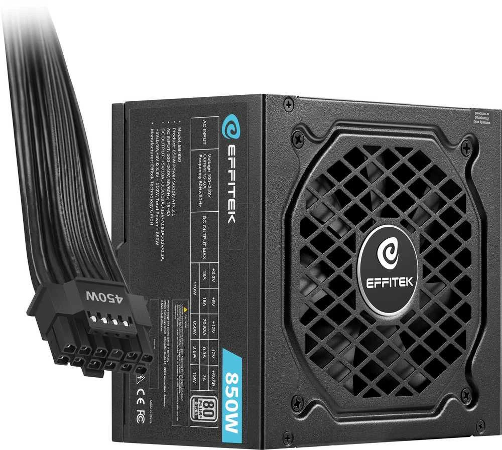 Nezatříděno Maitinimo šaltinis Super Flower EFFITEK 850W Sidabrinis ATX 3.1 PCI 5.1 (EB-850)