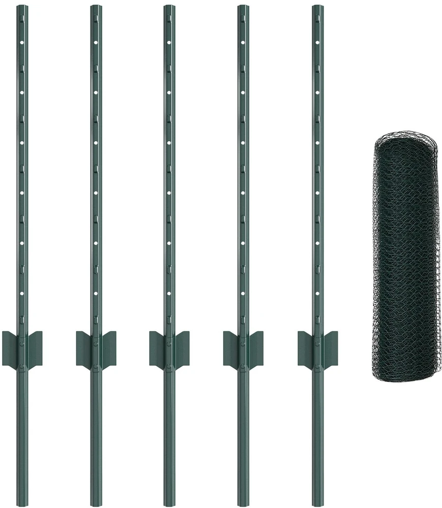 Hexagonal Fence with Post 10 x 0,5 m PVC dengtas plienas Žalia