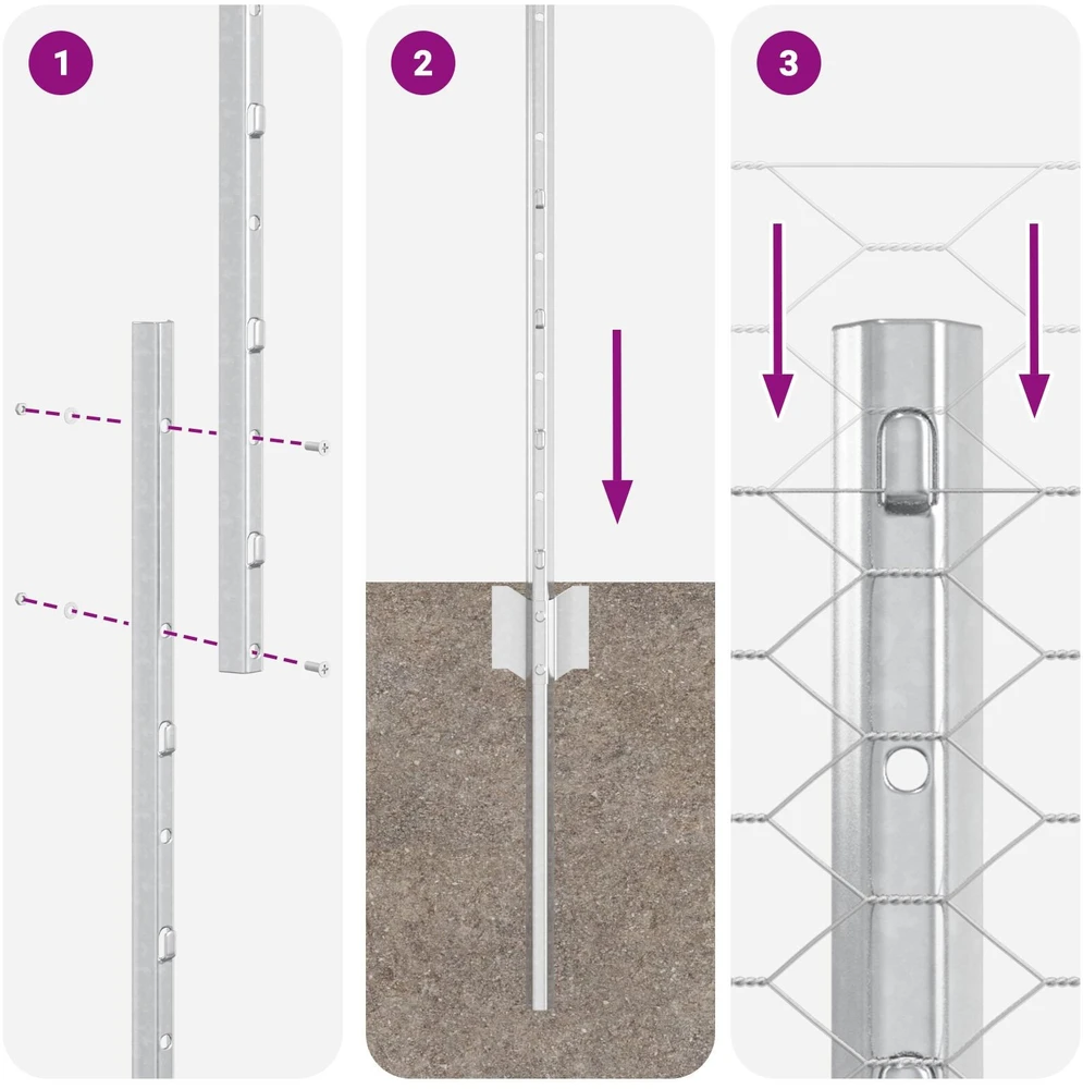 Hexagonal Fence with Post 10 x 1,6 m Galvanizuotas plienas