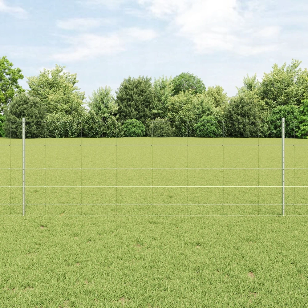 Lauko laukinė tvora su stulpais 25 x 0,8 m Sidabrinė Tinklelis
