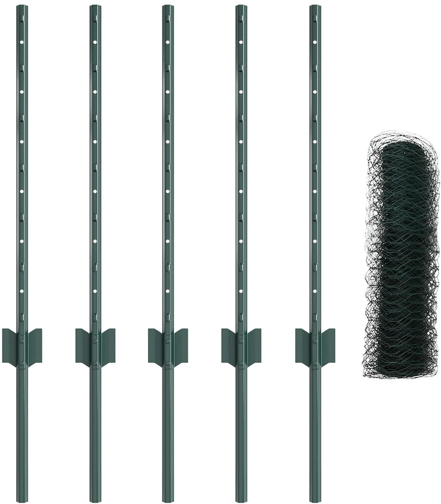 Hexagonal Fence with Post 10 x 0,5 m PVC dengtas plienas Žalia