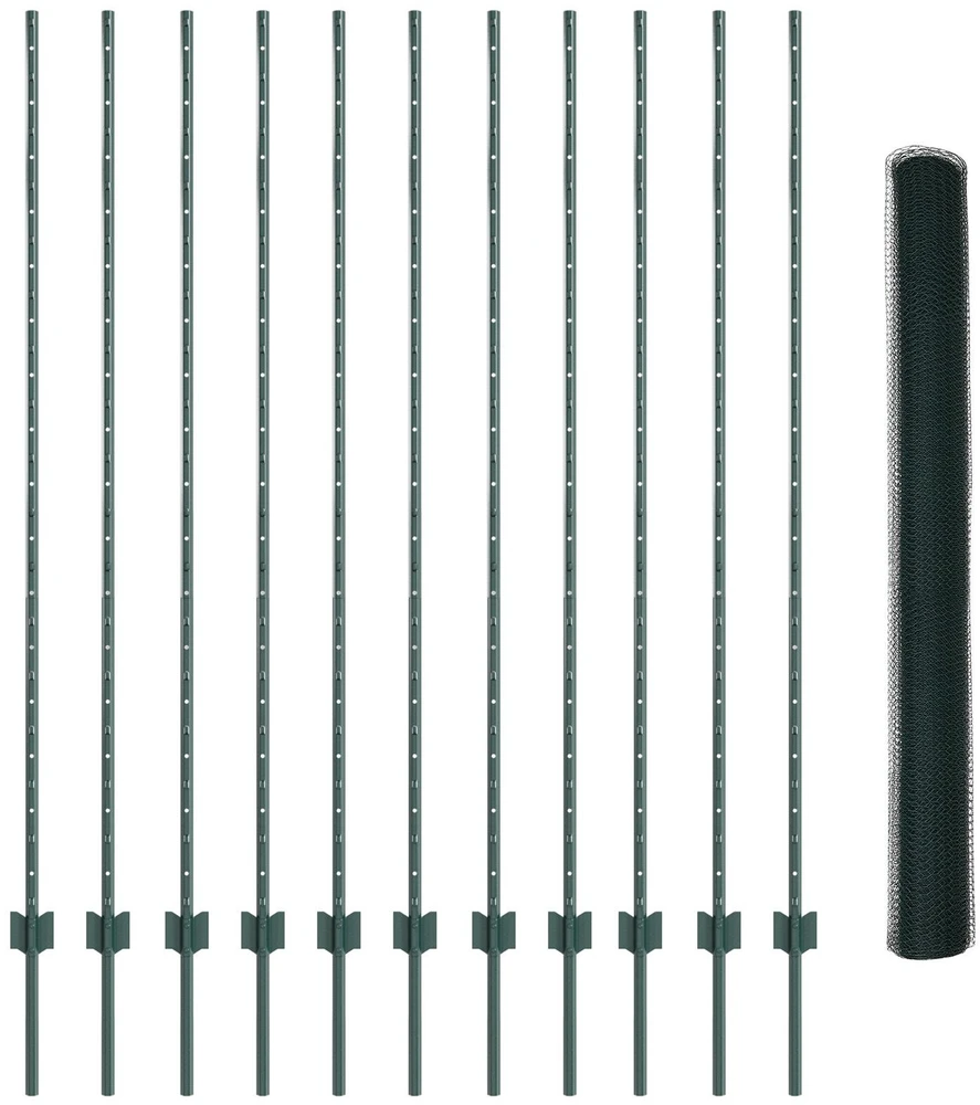 Hexagonal Fence with Post 25 x 1,6 m PVC dengtas plienas Žalia