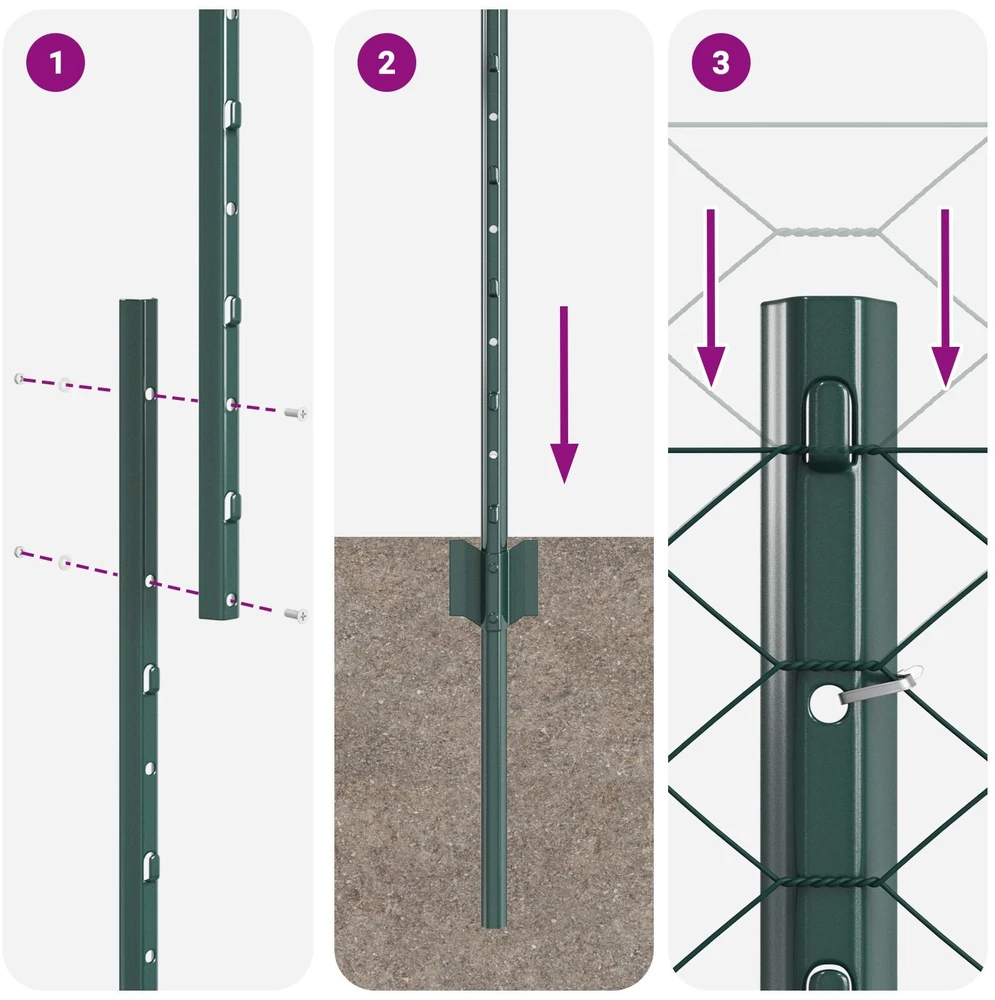 Hexagonal Fence with Post 100 x 1,2 m PVC dengtas plienas Žalia