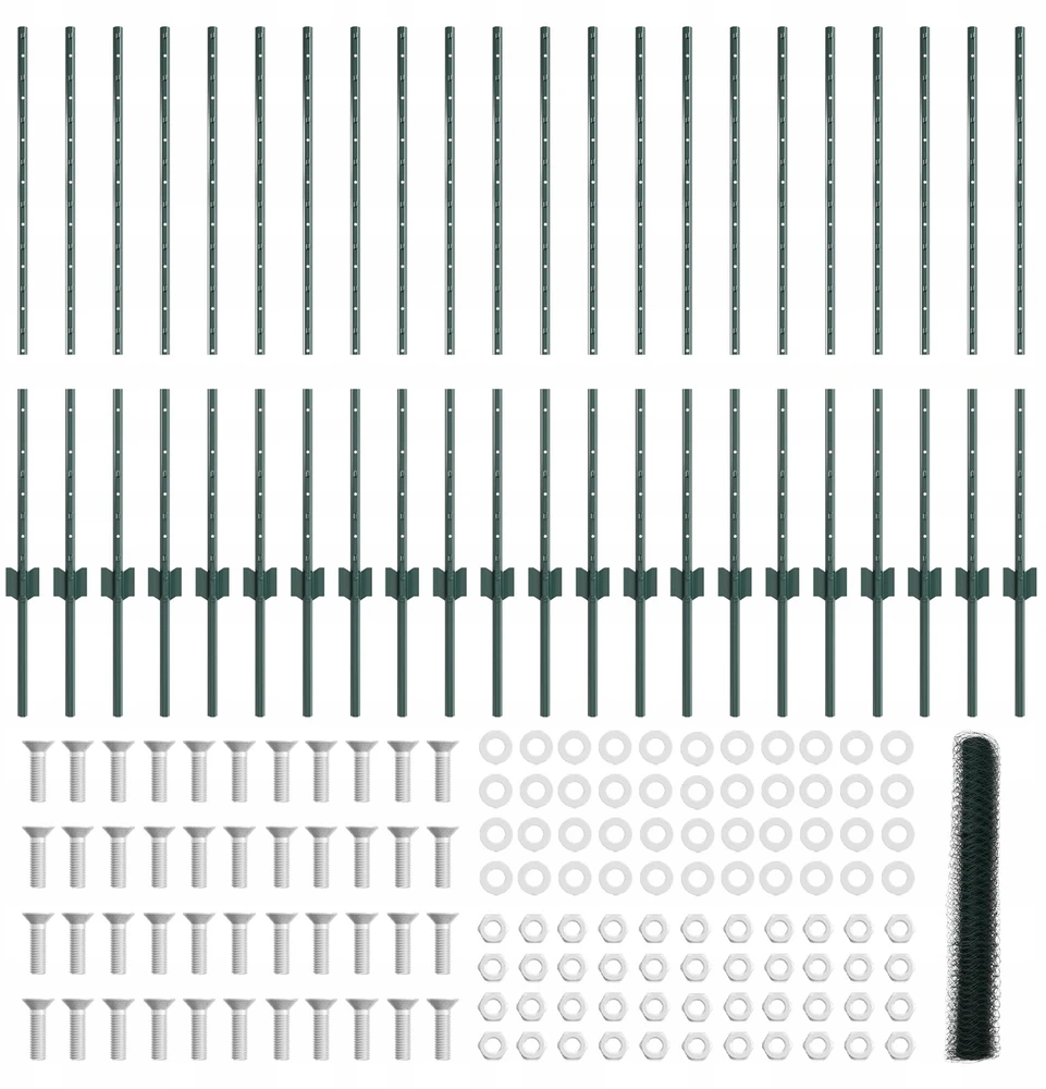 Hexagonal Fence with Post 50 x 1 m PVC dengtas plienas Žalia