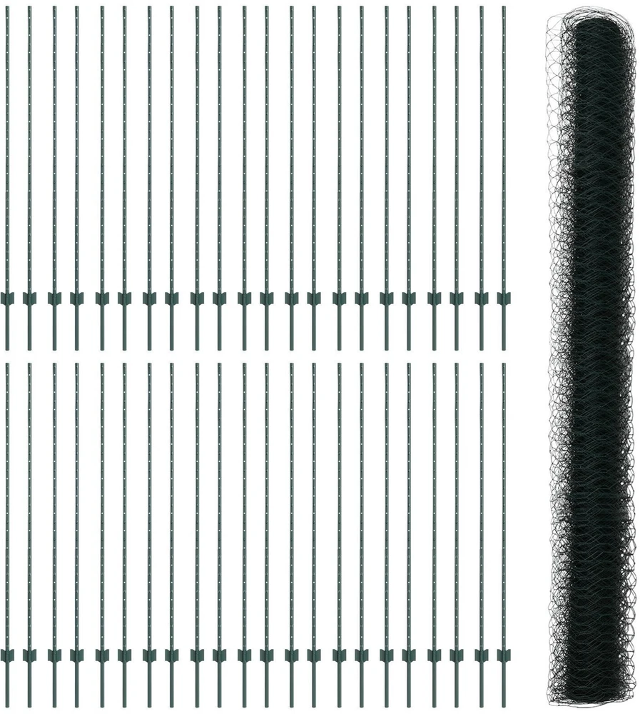 Hexagonal Fence with Post 100 x 1,6 m PVC dengtas plienas Žalia