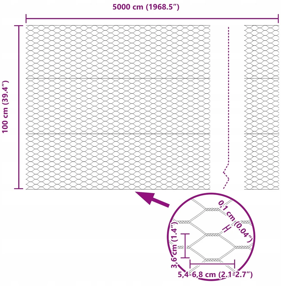 Hexagonal Fence with Post 50 x 1 m PVC dengtas plienas Žalia
